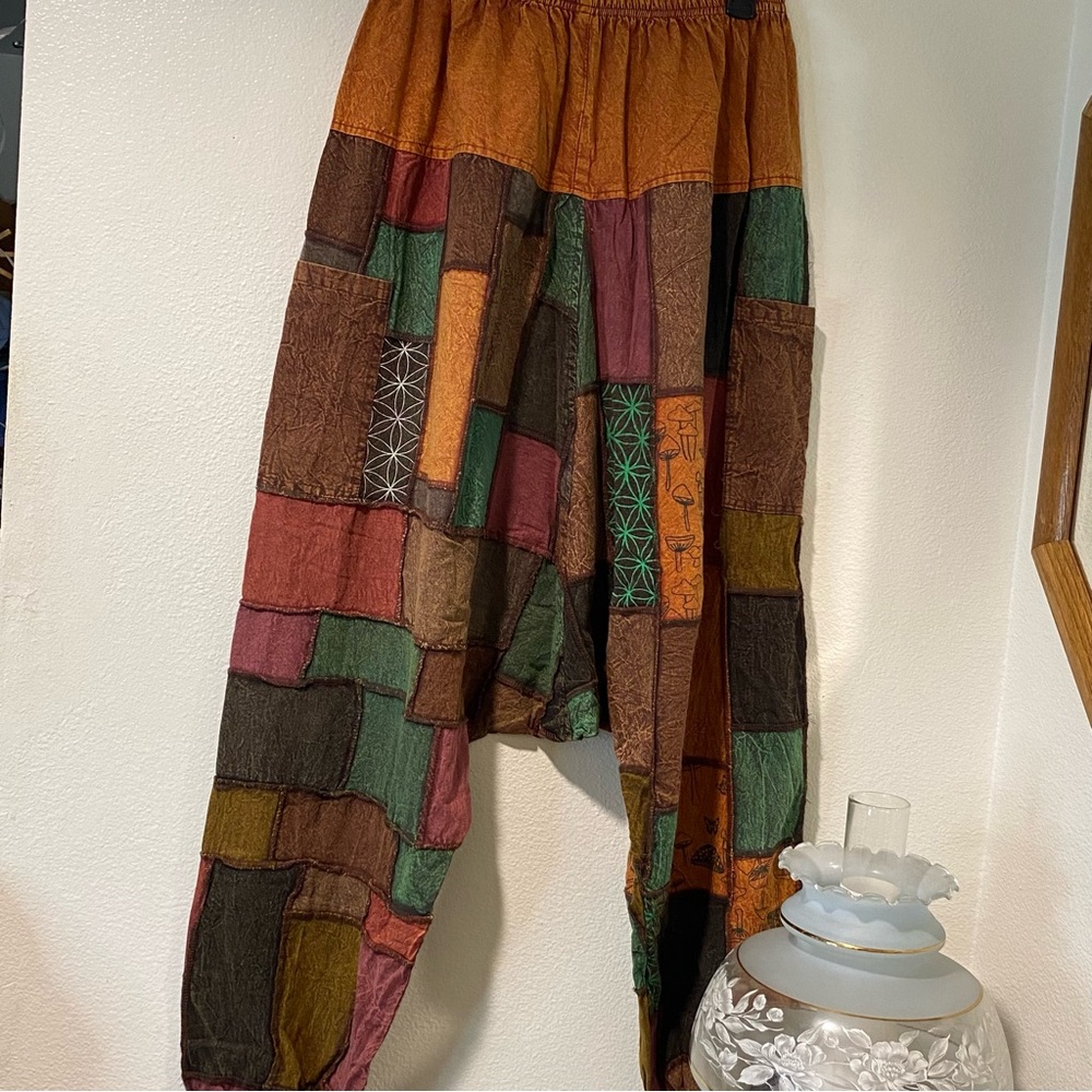 Patchwork Multicolor Boho Dtop Crotch Pants hippi… - image 8